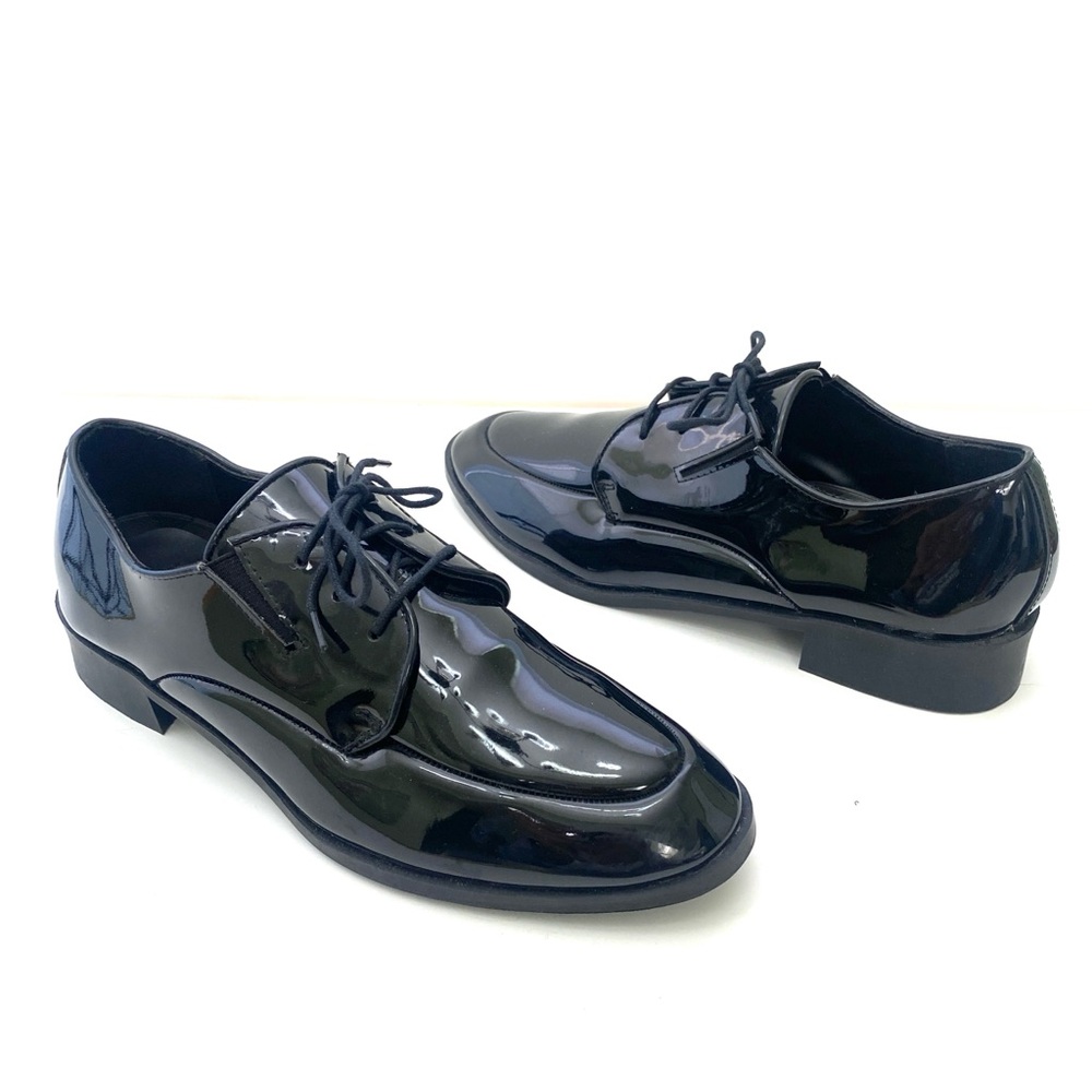 Pronto Uomo Men's Black Firenze Patent Leather Lace-Up Oxford Formal Dress Shoes